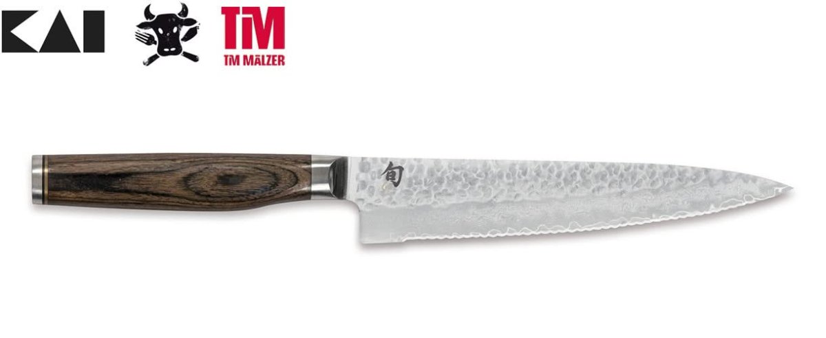 Kai TDM-1722 Shun Premier Tim Mälzer Couteau universel à lame crantée Lame 6.5" (16,5 cm), Poignée 11 cm