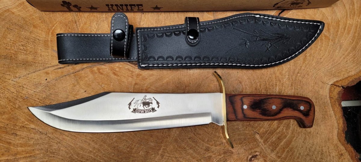 Albainox 32284 Couteau de chasse – lame bowie 3Cr13MoV, micarta, étui cuir – Image 3