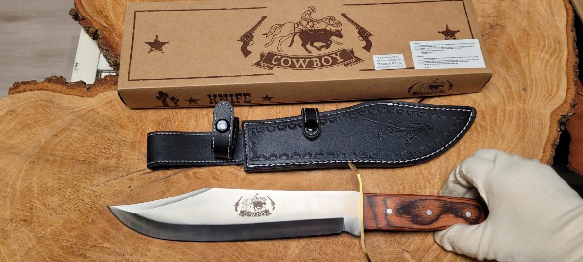 Albainox 32284 Couteau de chasse – lame bowie 3Cr13MoV, micarta, étui cuir – Image 7