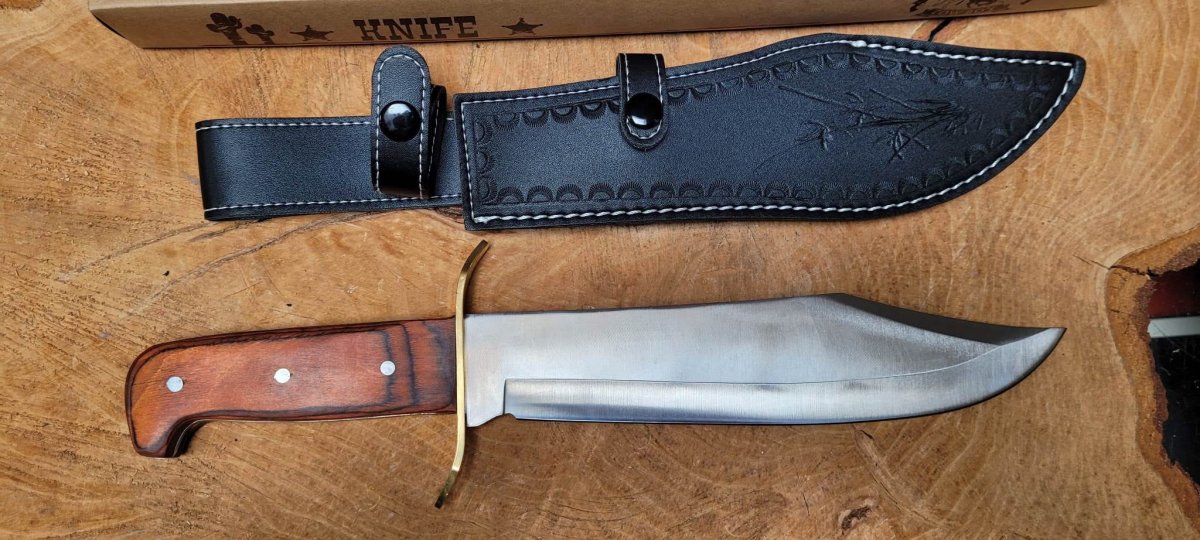 Albainox 32284 Couteau de chasse – lame bowie 3Cr13MoV, micarta, étui cuir – Image 4