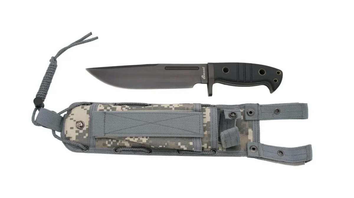 Amont 14771 Couteau avec lame en acier 420 de 22 cm noir manche G10 noir