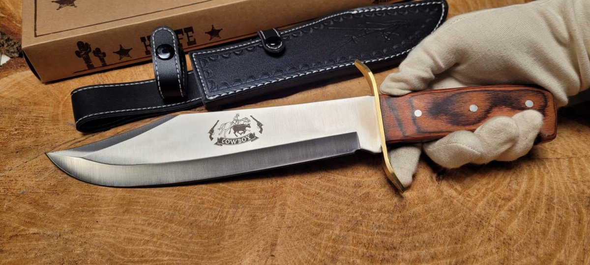 Albainox 32284 Couteau de chasse – lame bowie 3Cr13MoV, micarta, étui cuir – Image 6