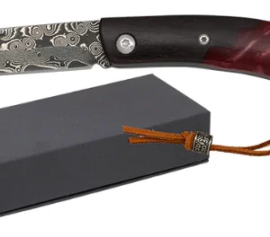 Albainox 18997 Couteau pliant - manche bois noir & résine rouge