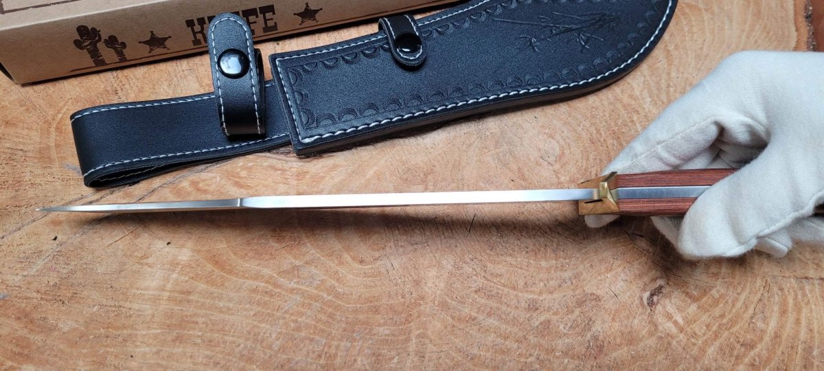 Albainox 32284 Couteau de chasse – lame bowie 3Cr13MoV, micarta, étui cuir – Image 5