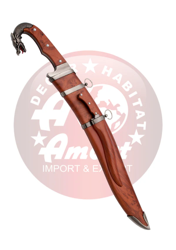 Machette Falcata Dragon Amont 26186 – Décorative 43,5 cm avec Manche Bois & Pommeau Dragon – Image 3